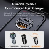 Incarcator auto Rock H18 Mini USB + Type-C 30W 3A fara cablu negru