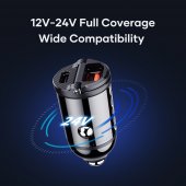 Incarcator auto Rock H18 Mini USB + Type-C 30W 3A fara cablu negru