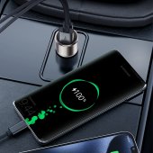 Incarcator auto Rock H20 USB + Tip C 15W 3A fara cablu gri inchis