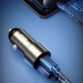 Incarcator auto Rock H20 USB + Tip C 15W 3A fara cablu gri inchis