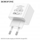 Incarcator priza Borofone BAS13A PD 20W fara cablu alb