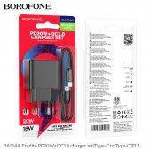 Incarcator priza Borofone BAS14A Erudite PD 20W + QC3.0 cu cablu Type-C negru