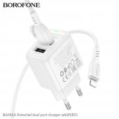 Incarcator priza Borofone BAS41A 2 USB 2.4 Ah lightning alb