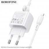 Incarcator priza Borofone BAS41A 2 USB 2.4 Ah lightning alb