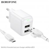 Incarcator priza Borofone BAS41A 2 USB 2.4 Ah micro alb