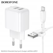 Incarcator priza Borofone BAS41A 2 USB 2.4 Ah micro alb