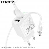 Incarcator priza Borofone BAS41A 2 USB 2.4 Ah micro alb