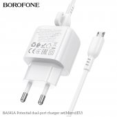 Incarcator priza Borofone BAS41A 2 USB 2.4 Ah micro alb