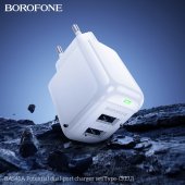 Incarcator priza Borofone BAS41A 2 USB 2.4 Ah Type-C alb