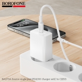 Incarcator priza Borofone BAS73A Source PD20W set cu cablu Type-C alb