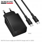 Incarcator priza Borofone BAS75A Source PD30W set cu cablu Type-C negru