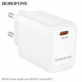 Incarcator priza Borofone BN26 Fuente PD 20W fara cablu alb