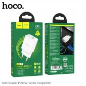 Incarcator priza Hoco N28 Founder PD 20W + QC3.0 alb