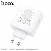 Incarcator priza Hoco N30 Glory (2C1A) PD 65W GaN fara cablu