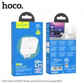 Incarcator priza Hoco N30 Glory (2C1A) PD 65W GaN fara cablu