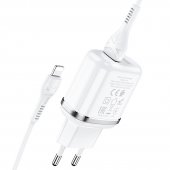 Incarcator priza Hoco N4 Aspiring 2.4A alb, set cu cablu lightning