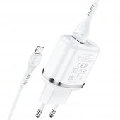 Incarcator priza Hoco N4 Aspiring 2.4A alb, set cu cablu micro