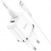 Incarcator priza Hoco N4 Aspiring 2.4A alb, set cu cablu micro