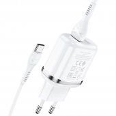 Incarcator priza Hoco N4 Aspiring 2.4A alb, set cu cablu Type-C