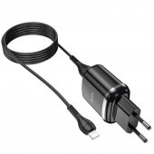 Incarcator priza Hoco N4 Aspiring 2.4A negru, set cu cablu lightning