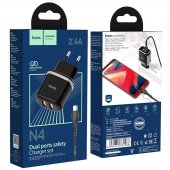 Incarcator priza Hoco N4 Aspiring 2.4A negru, set cu cablu micro