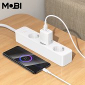 Incarcator priza Mobi MP-10 1A1C PD 20W  QC 3.0 set cu cablu USB-A la Micro alb