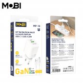 Incarcator priza Mobi MP-10 1A1C PD 20W  QC 3.0 set cu cablu USB-A la Micro alb