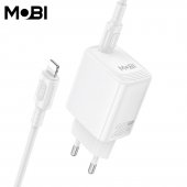 Incarcator priza Mobi MP-20 PD 20W set cu cablu USB-C la IP alb