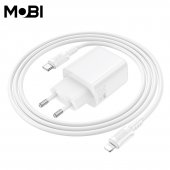 Incarcator priza Mobi MP-20 PD 20W set cu cablu USB-C la IP alb