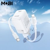 Incarcator priza Mobi MP-20 PD 20W set cu cablu USB-C la IP alb