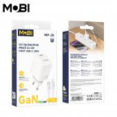 Incarcator priza Mobi MP-20 PD 20W set cu cablu USB-C la IP alb