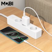 Incarcator priza Mobi MP-20 PD 20W set cu cablu USB-C la USB-C alb