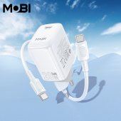 Incarcator priza Mobi MP-20 PD 20W set cu cablu USB-C la USB-C alb