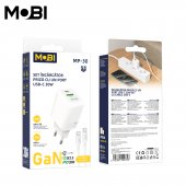 Incarcator priza Mobi MP-30 1A1C PD 30W  QC 3.0 set cu cablu USB-C la USB-C alb