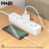 Incarcator priza Mobi MP-40 18W QC 3.0 set cu cablu USB-A la Micro alb