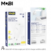 Incarcator priza Mobi MP-40 18W QC 3.0 set cu cablu USB-A la Micro alb