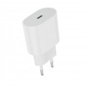 Incarcator priza Rock T18 Sugar Cube Series GaN Type-C PD 20W + QC 3.0 cu cablu Type-C la lightning alb