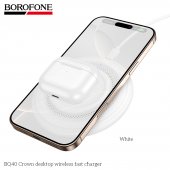 Pad incarcare wireless Borofone BQ40 Crown fast charge alb