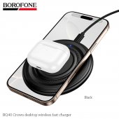 Pad incarcare wireless Borofone BQ40 Crown fast charge negru