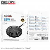 Pad incarcare wireless Borofone BQ40 Crown fast charge negru