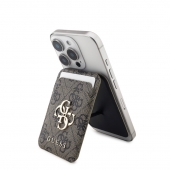 Portofel MagSafe Guess 4G Metal Logo Stand Brown