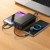 Power Bank Borofone BJ79BP Clever 30000mAh USB cu cabluri Type-C si Lightning negru