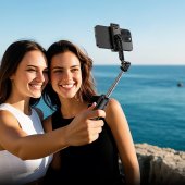 Selfie Stick Borofone BY14 Graceful Bluetooth cu trepied si telecomanda negru