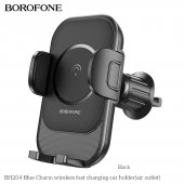 Suport auto Borofone BH204 Blue Charm cu incarcare wireless negru